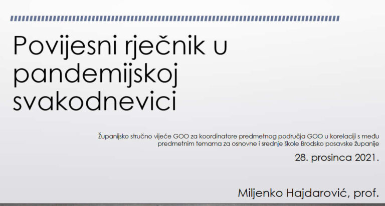 Povijesni rječnik u pandemijskoj svakodnevici