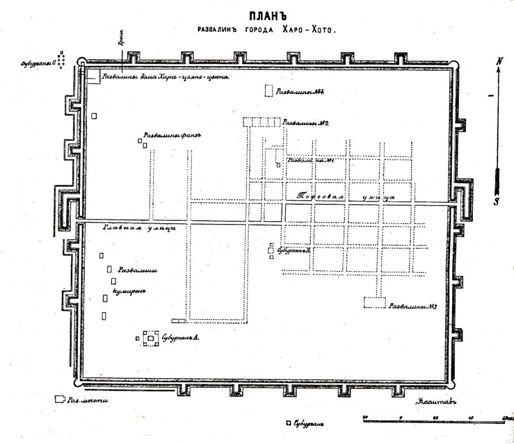 Plan grada prema Kozlovim istraživanjima (1923.)